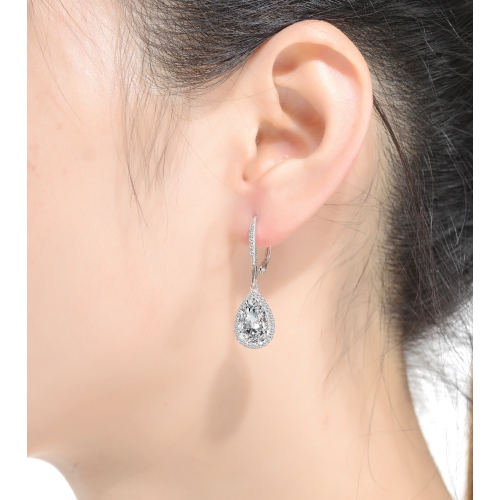 Rozzato Sterling Silver Cubic Zirconia Pear Drop Earrings