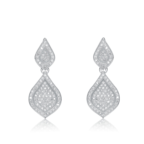 Rozzato Sterling Silver Cubic Zirconia Pear Drop Earrings