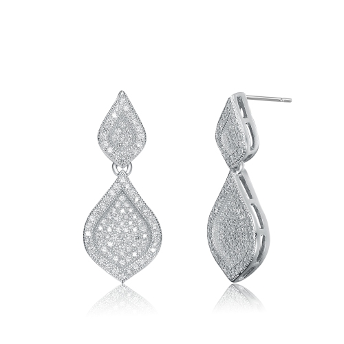 Rozzato Sterling Silver Cubic Zirconia Pear Drop Earrings