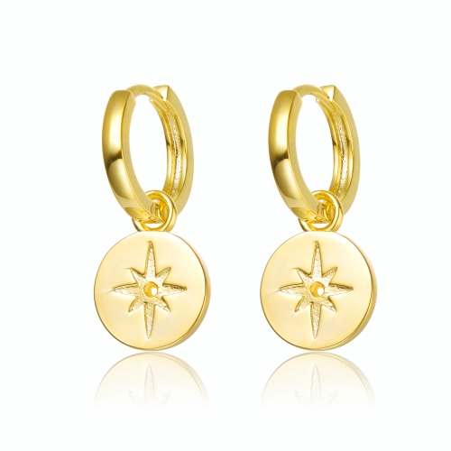 Rozzato 14k Gold Plated Bar Drop Hoop Earrings