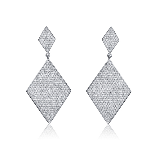 Rozzato Sterling Silver Cubic Zirconia Pave Drop Earrings