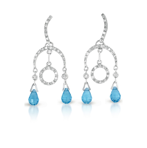 Rozzato Sterling Silver Blue Topaz Cubic Zirconia Drop Earrings