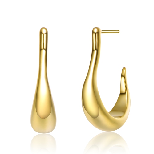 ROZZATO  14K Plated Assymetrical Open Hoop Earrings In Gold