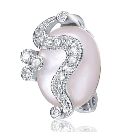 Rozzato Sterling Silver Cubic Zirconia And White Stone Swirl Stud Earrings