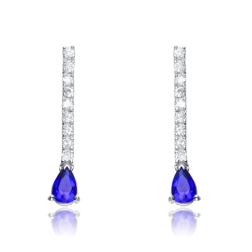 Rozzato Sterling Silver Sapphire Cubic Zirconia Drop Earrings