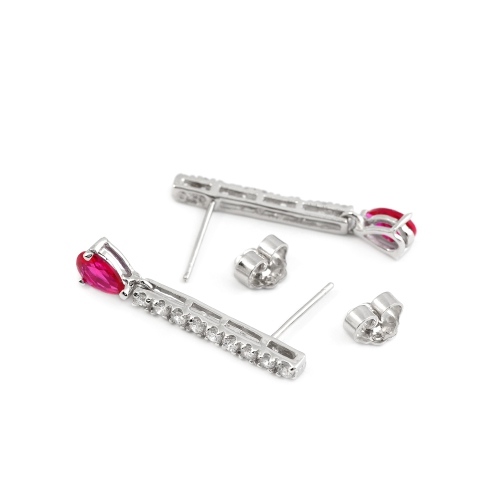 Rozzato Sterling Silver Sapphire Cubic Zirconia Drop Earrings