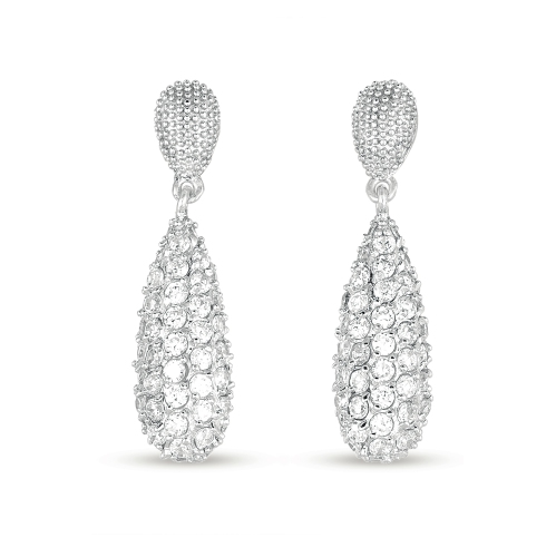 ROZZATO  Sterling Cubic Zirconia Pear Drop Earrings In Silver