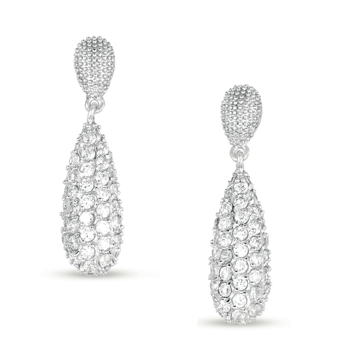 Rozzato Sterling Silver Cubic Zirconia Pear Drop Earrings