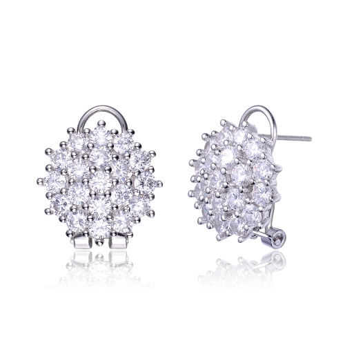 Rozzato Sterling Silver Cubic Zirconia Round Cluster Earrings