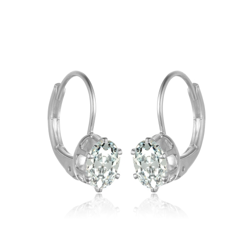 Rozzato Sterling Silver Cubic Zirconia Leverback Drop Earrings