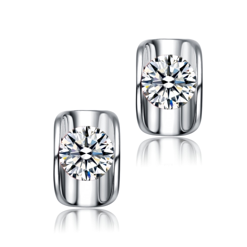 Rozzato Sterling Silver Cubic Zirconia Geometrical Stud Earrings