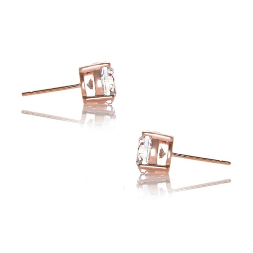 Rozzato Sterling Silver Rose Gold Plated Cubic Zirconia Solitaire Stud Earrings