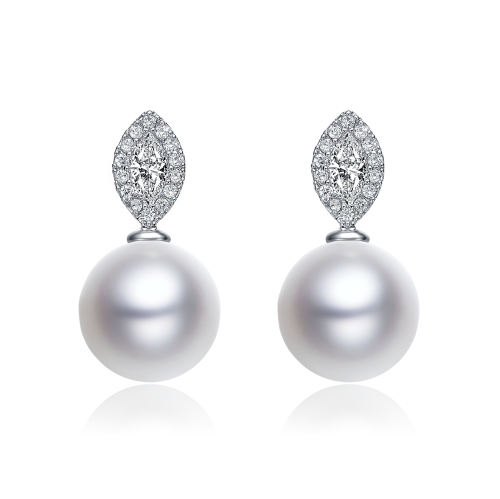 Rozzato Sterling Silver Pearl And Cubic Zirconia Drop Earrings