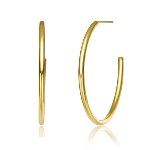 ROZZATO  14K Plated Large Open Hoop Earrings In Gold