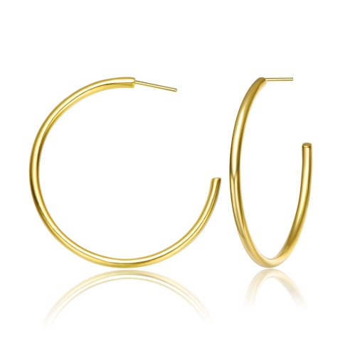 Rozzato 14k Gold Plated Large Open Hoop Earrings
