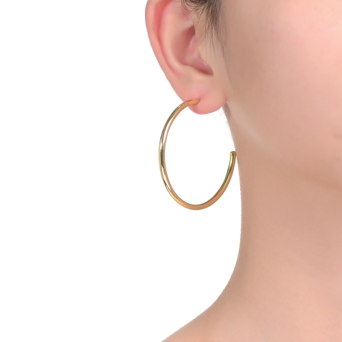 Rozzato 14k Gold Plated Large Open Hoop Earrings