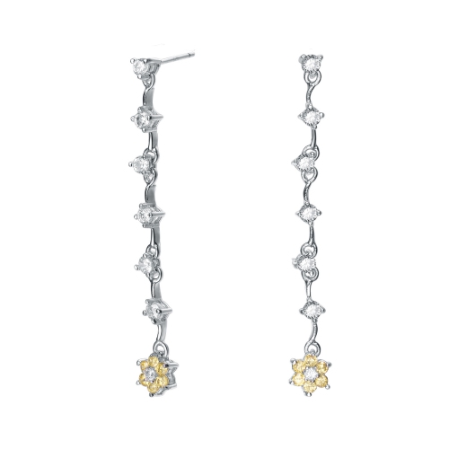 ROZZATO  Sterling Silver Cubic Zirconia Drop Earrings In Yellow