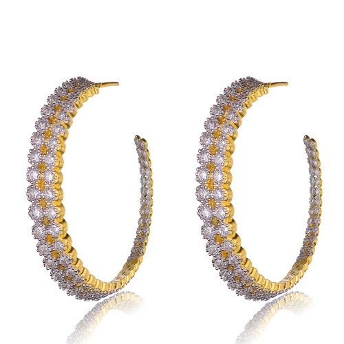 Boucles d'oreilles créoles ouvertes en zircon cubique plaqué or