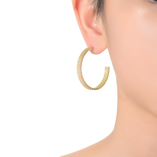 Boucles d'oreilles créoles ouvertes en zircon cubique plaqué or