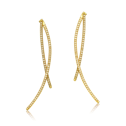 ROZZATO  14K Plated Cubic Zirconia Drop Earrings In Gold
