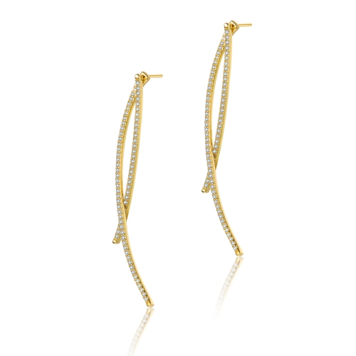 Rozzato 14k Gold Plated Cubic Zirconia Drop Earrings