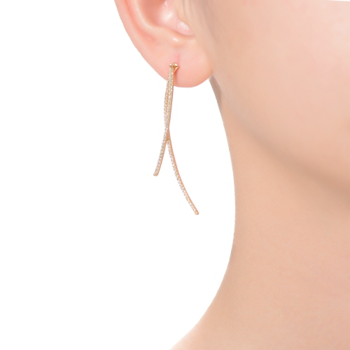 Rozzato 14k Gold Plated Cubic Zirconia Drop Earrings