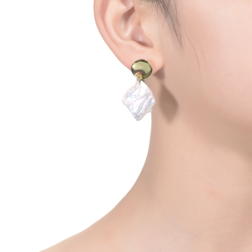 Rozzato Sterling Silver Gold Plated Freshwater Fantasy Pearl Drop Earrings