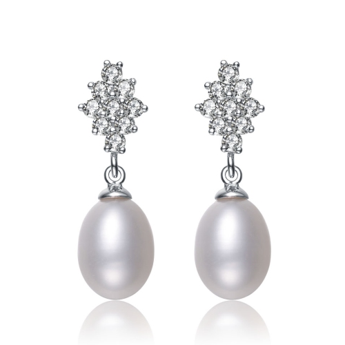 Pearl and cubic 2025 zirconia drop earrings