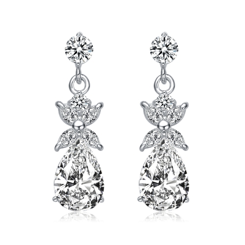 Rozzato Sterling Silver Cubic Zirconia Cluster Accent Drop Earrings