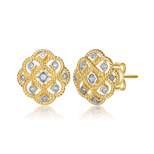 Rozzato 14k Gold Plated And Cubic Zirconia Stud Earrings