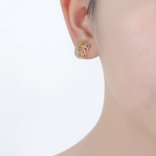 Rozzato 14k Gold Plated And Cubic Zirconia Stud Earrings