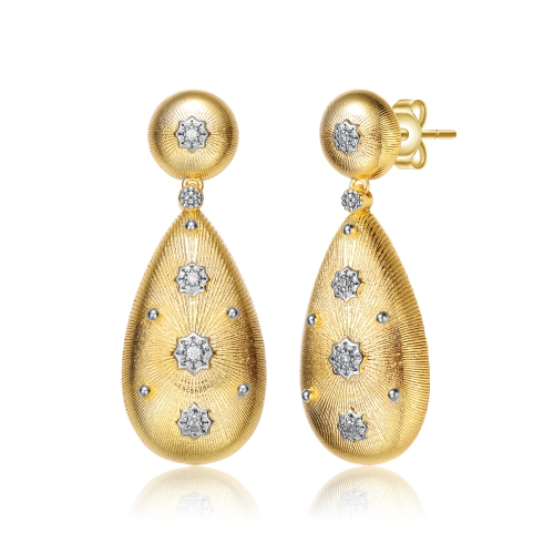 Rozzato Rhodium And 14k Gold Plated Cubic Zirconia Drop Earrings