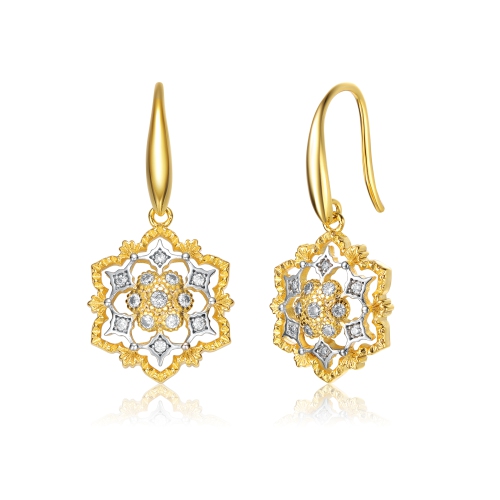 Rozzato Rhodium And 14k Gold Plated Cubic Zirconia Hook Earrings