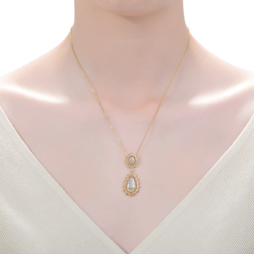 Rozzato Rhodium And 14k Gold Plated Cubic Zirconia Pendant Necklace