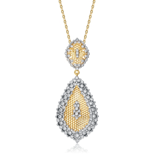 Rozzato Rhodium And 14k Gold Plated Cubic Zirconia Pendant Necklace
