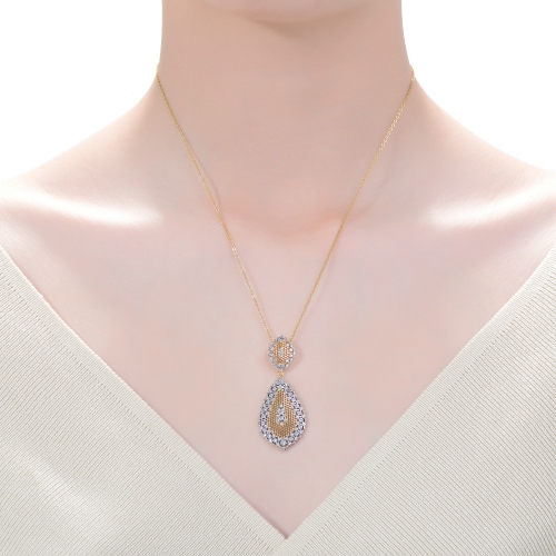 Rozzato Rhodium And 14k Gold Plated Cubic Zirconia Pendant Necklace