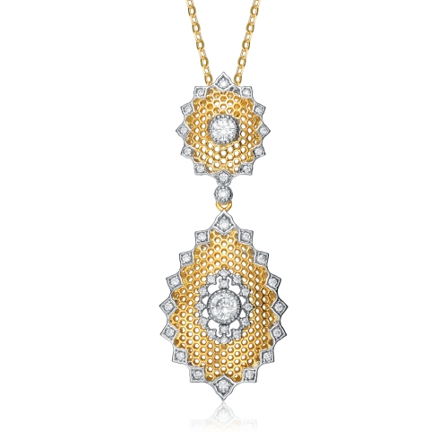 Rozzato Rhodium And 14k Gold Plated Cubic Zirconia Pendant Necklace