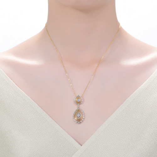 Rozzato Rhodium And 14k Gold Plated Cubic Zirconia Pendant Necklace