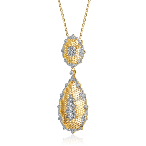 Rozzato Rhodium And 14k Gold Plated Cubic Zirconia Pendant Necklace