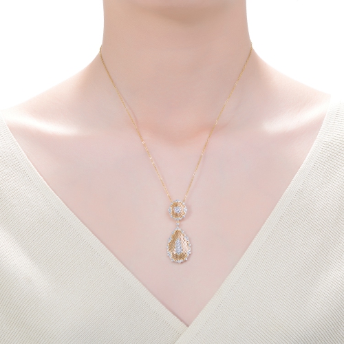 Rozzato Rhodium And 14k Gold Plated Cubic Zirconia Pendant Necklace