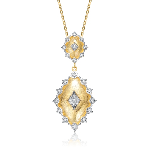 Rozzato Rhodium And 14k Gold Plated Cubic Zirconia Pendant Necklace