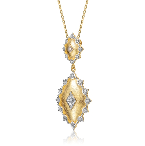 Rozzato Rhodium And 14k Gold Plated Cubic Zirconia Pendant Necklace