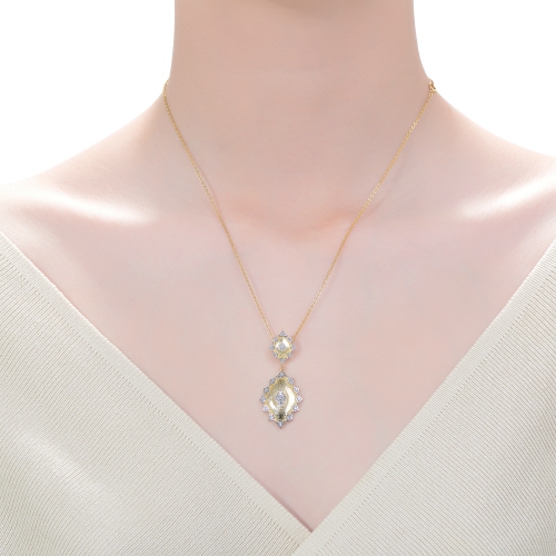 Rozzato Rhodium And 14k Gold Plated Cubic Zirconia Pendant Necklace