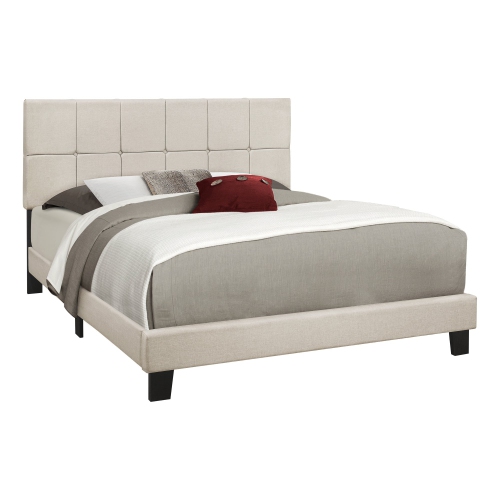Monarch Specialties I 5605Q Bed Queen Size Beige Linen