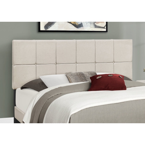 Monarch Specialties I 5605Q Bed Queen Size Beige Linen
