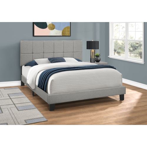 MONARCH SPECIALTIES  I 5604Q Bed Queen Size Linen In Grey