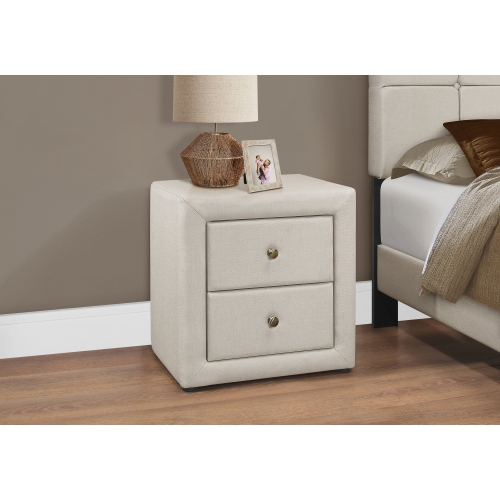 MONARCH SPECIALTIES  I 5605 Bedroom Accent 21"h Linen Night Stand In Beige