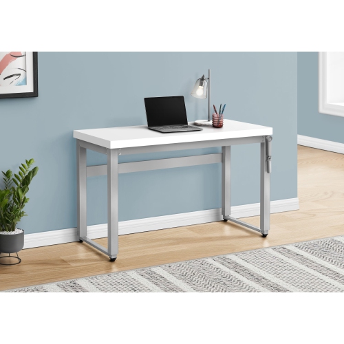 MONARCH SPECIALTIES  I 7683 Computer Desk 48"l Adjustable Height Silver Metal In White