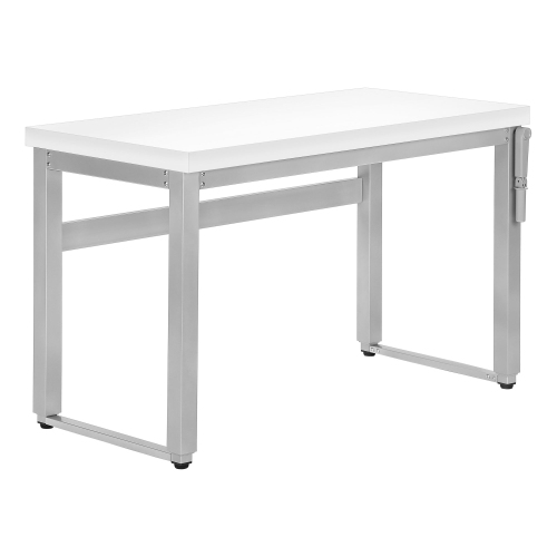 Monarch Specialties I 7683 Computer Desk 48"L White Adjustable Height Silver Metal