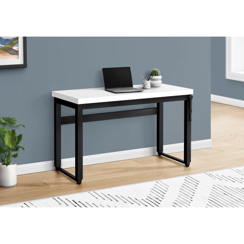 MONARCH SPECIALTIES  I 7681 Computer Desk 48"l Adjustable Height Black Metal In White